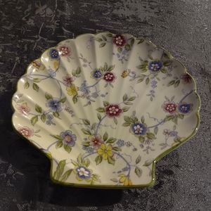 Vintage Scalloped Chintz Calico Floral Trinket/ Plate Tominaga Original …